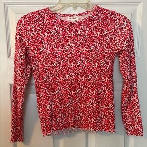 Cat & Jack Red and White Floral Long Sleeve Top